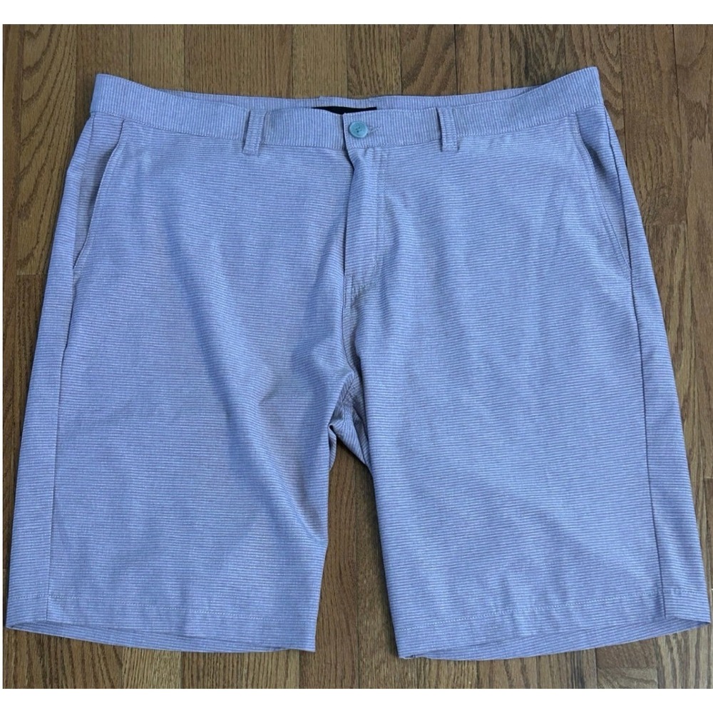 TravisMathew Mens‎ Golf Shorts Size 42 Purple White Micro Stripe Performance